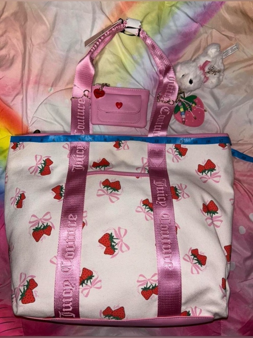 Juicy Couture Pink Strawberry Print Tote with Card Wallet